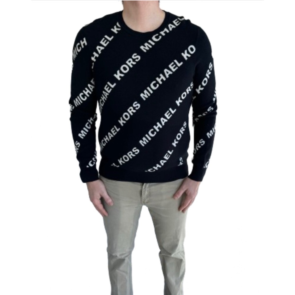 Michael Kors Men’s Cotton Crewneck Black & White Sweater Size Medium